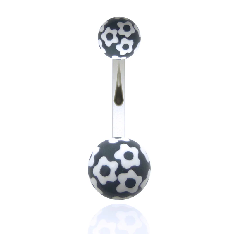 Piercing de nombril acrylique avec fleurs - Image 3
