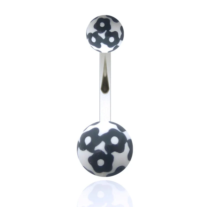 Piercing de nombril acrylique avec fleurs - Image 6