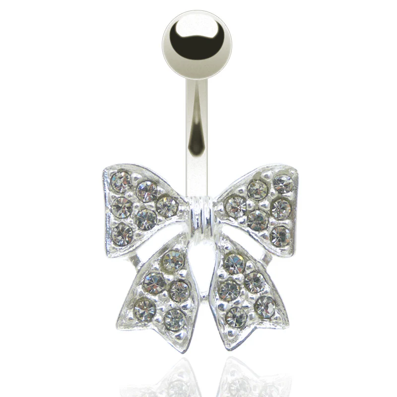 Piercing nombril nœud avec zircons - Image 4