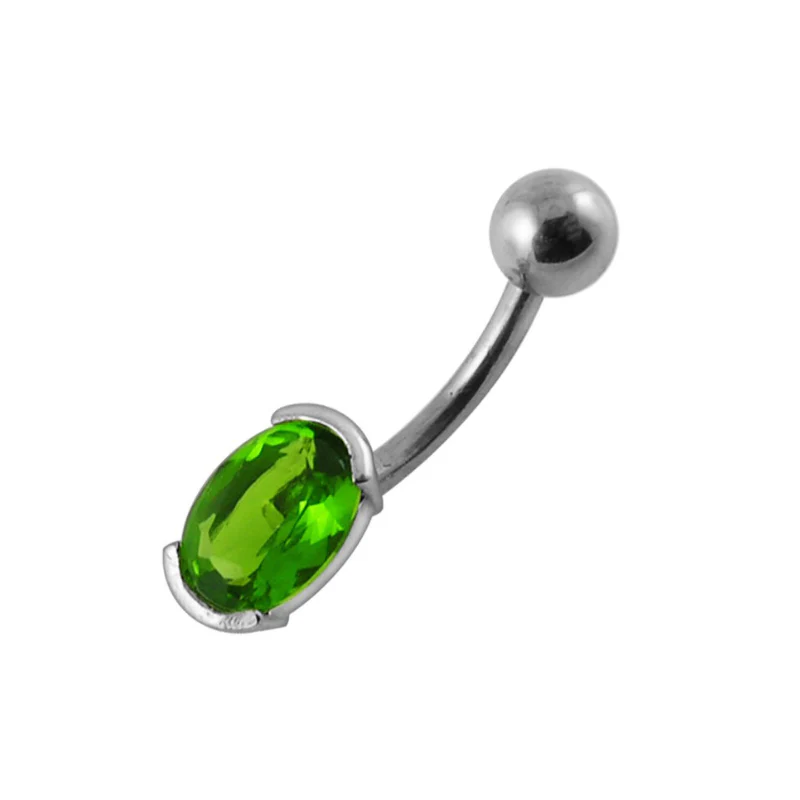 Piercing nombril acier chirurgical avec zirconium ovale - Image 6