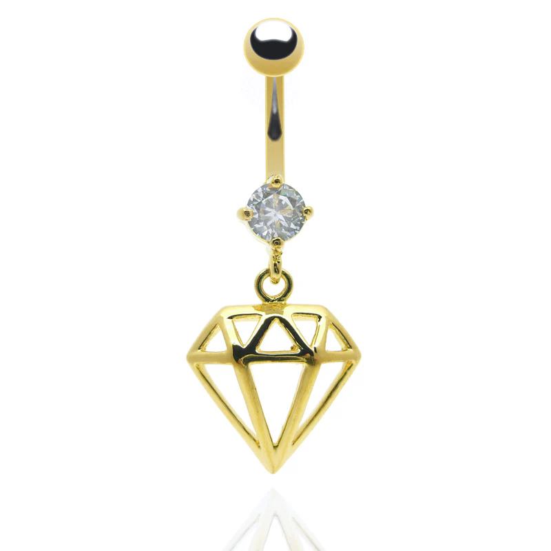 Piercing nombril diamant plaqué or
