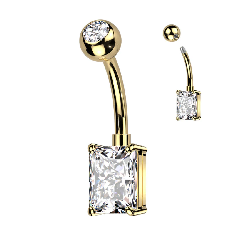 Piercing Nombril Titane ASTM F136 – Zircon Rectangle - Image 4