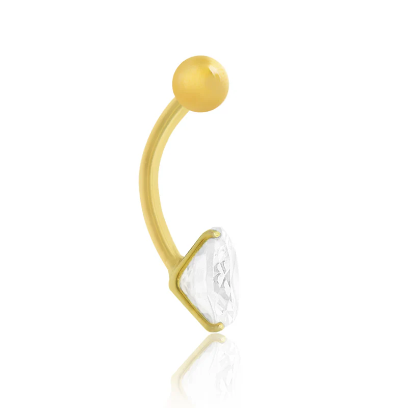 Piercing de nombril en or jaune avec coeur - Image 3