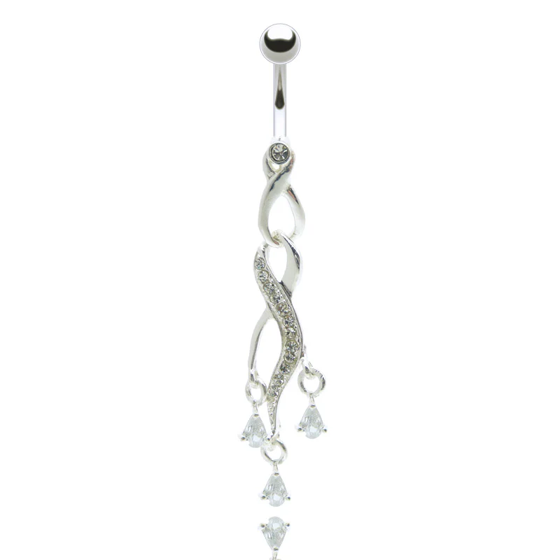 Piercing nombril pendentif argent brillant - Image 3