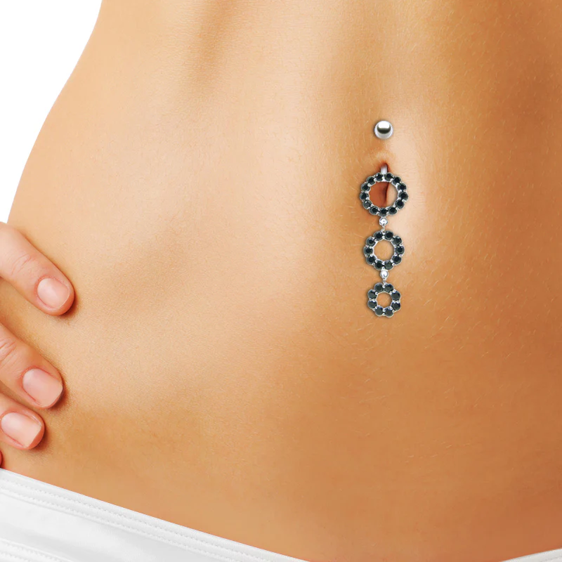 Piercing nombril pendentif anneaux brillants - Image 2