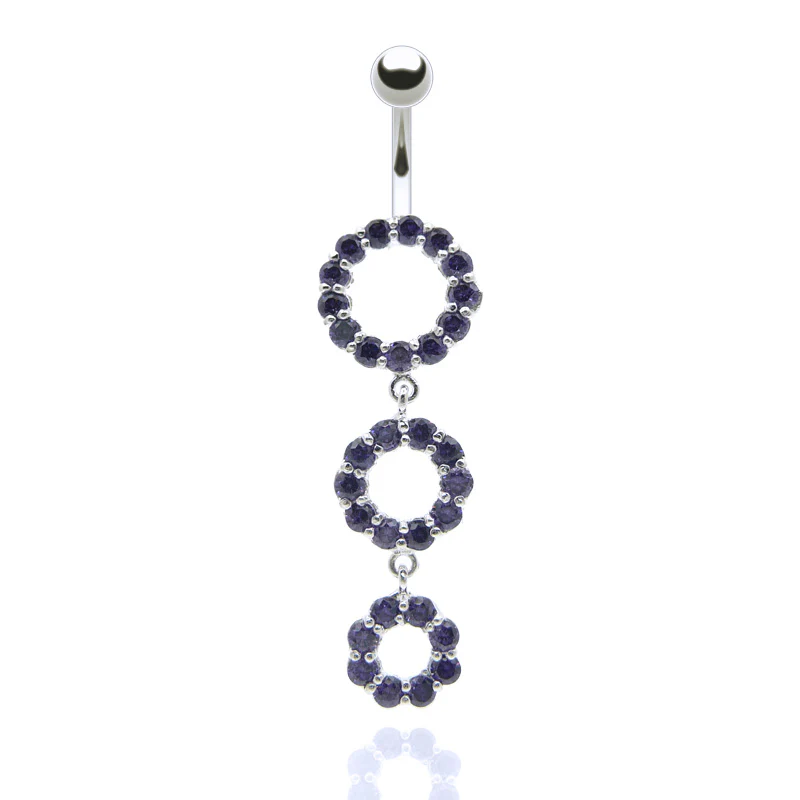 Piercing nombril pendentif anneaux brillants - Image 3