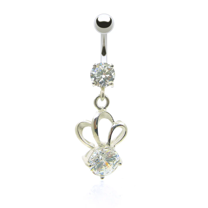 Piercing de nombril brillant blanc
