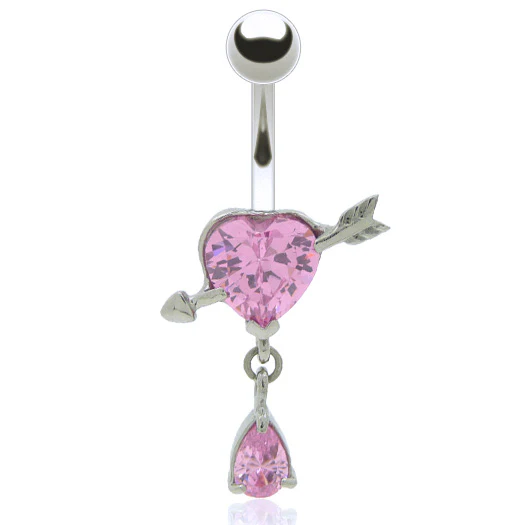 Piercing nombril pendentif avec coeur - Image 3