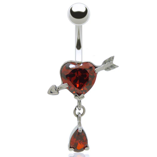 Piercing nombril pendentif avec coeur - Image 4