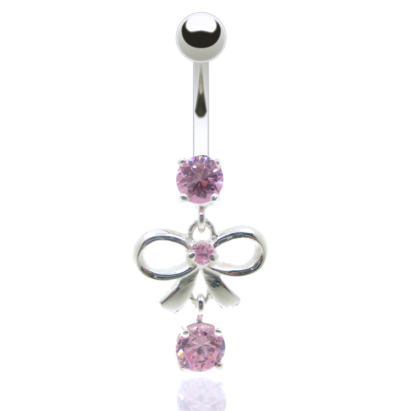Piercing nombril pendentif avec noeud et brillant - Image 3