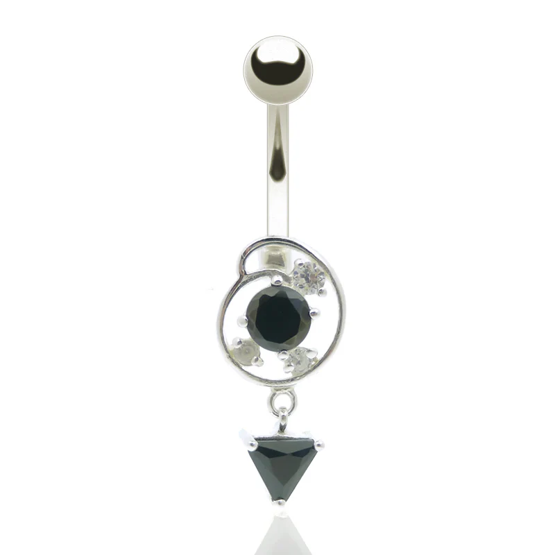 Piercing nombril pendentif avec triangle zircon - Image 3