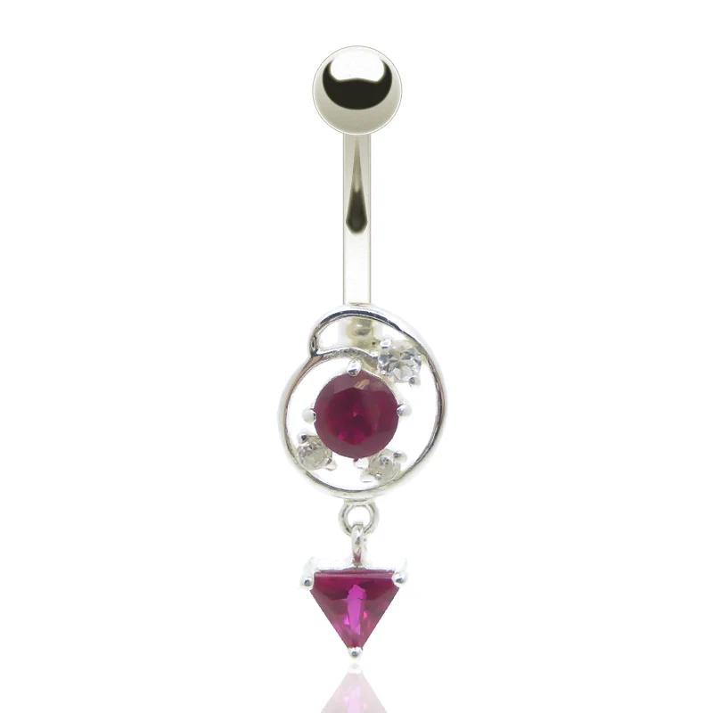 Piercing nombril pendentif avec triangle zircon - Image 4