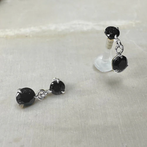 Piercing clip en or blanc pendentif cartilage et tragus - Image 2