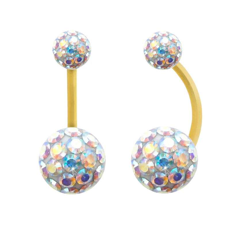 Piercing pour le nombril en cristal de swarovski avec barre en Pvd Gold - Image 2