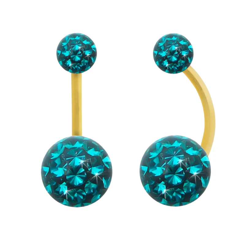 Piercing pour le nombril en cristal de swarovski avec barre en Pvd Gold - Image 3