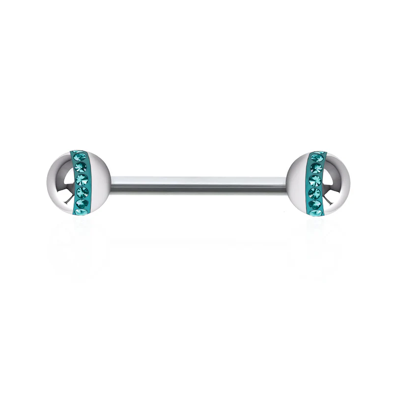 Piercing téton acier et cristal de Swarovski 1,6mm