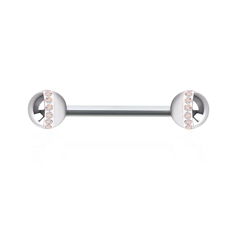 Piercing téton acier et cristal de Swarovski 1,6mm - Image 3