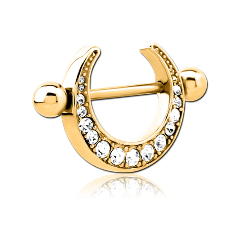Piercing téton lune incrustée de strass - Image 3