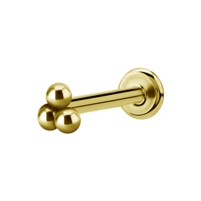 Piercing trois boules en titane doré